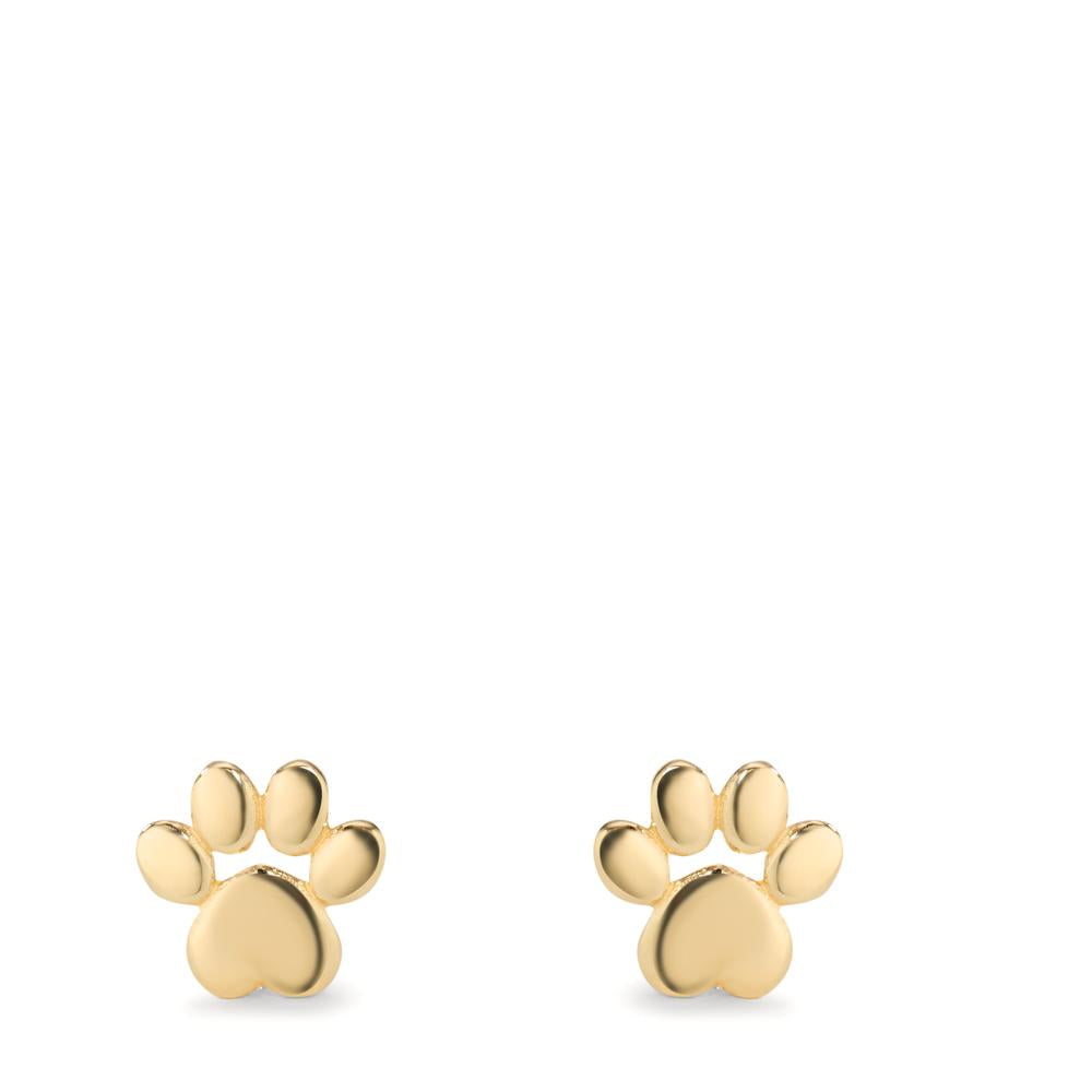 Stud earrings Silver Yellow Gold plated Paw Ø7 mm