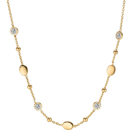 Necklace Silver Zirconia 4 Stones Yellow Gold plated 40-44 cm