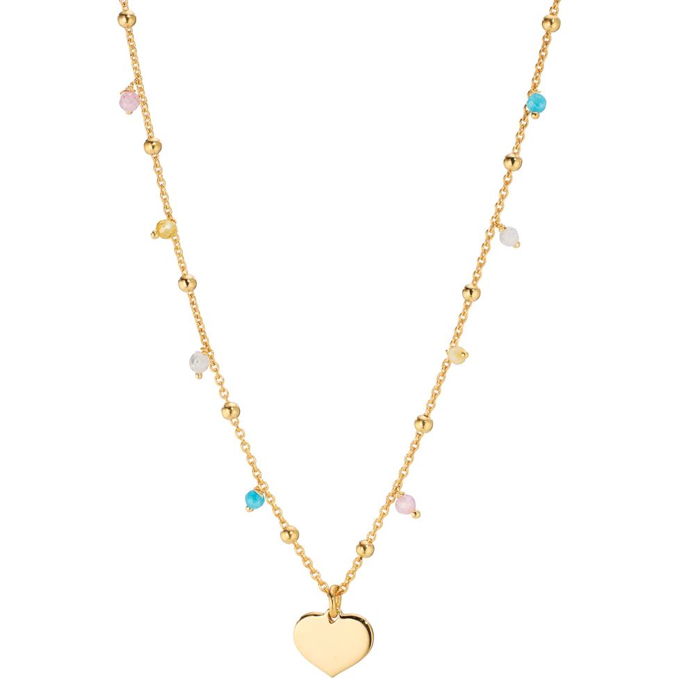 Necklace Silver Crystal 8 Stones Gold plated Heart 40-44 cm