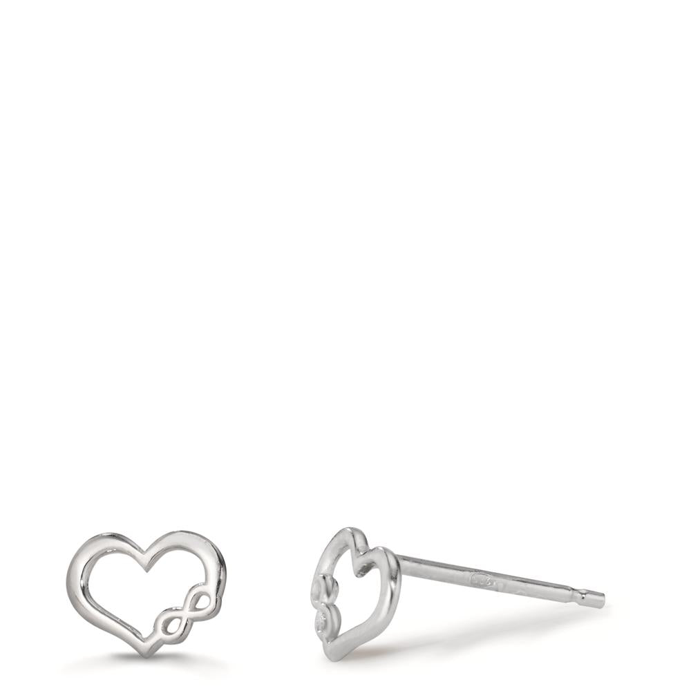 Stud earrings Silver Rhodium plated Heart