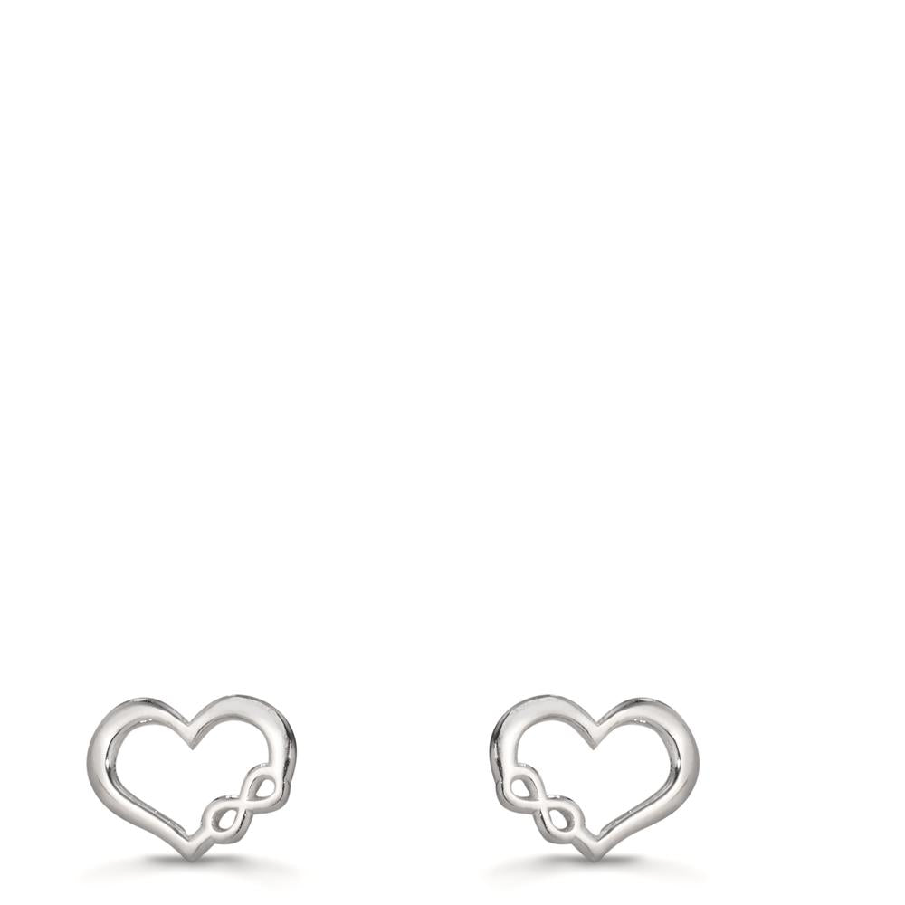 Stud earrings Silver Rhodium plated Heart