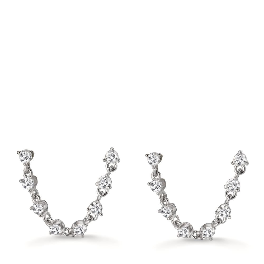 Drop Earrings Silver Zirconia 16 Stones Rhodium plated