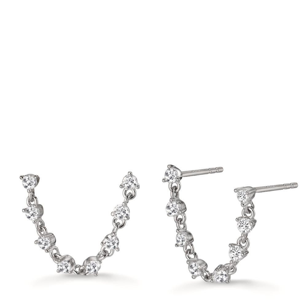 Drop Earrings Silver Zirconia 16 Stones Rhodium plated