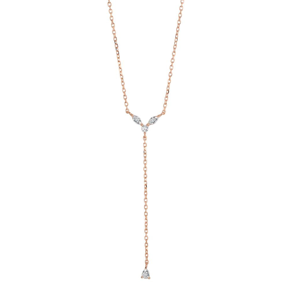 Necklace Silver Zirconia 4 Stones Rose Gold plated 40-45 cm