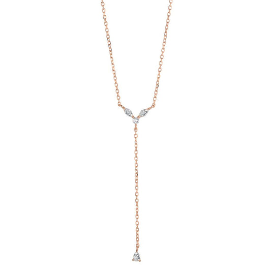 Necklace Silver Zirconia 4 Stones Rose Gold plated 40-45 cm