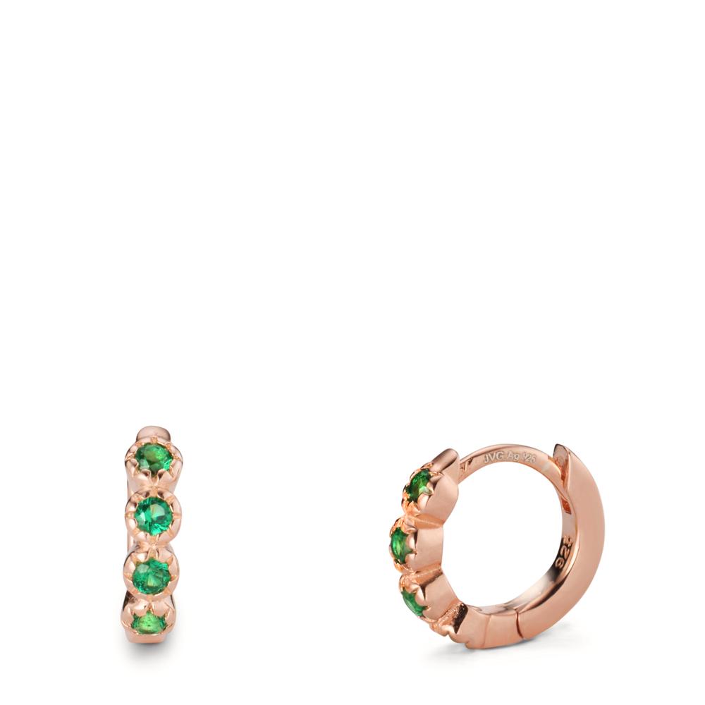 Hinged hoop Silver Zirconia Green, 8 Stones Rose Gold plated