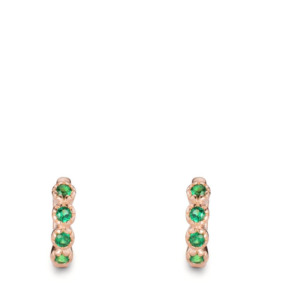 Hinged hoop Silver Zirconia Green, 8 Stones Rose Gold plated