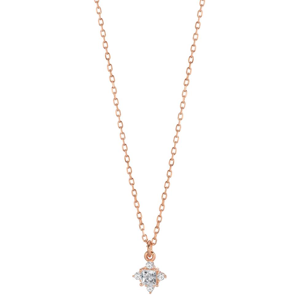 Necklace Silver Zirconia 5 Stones Rose Gold plated 40-45 cm