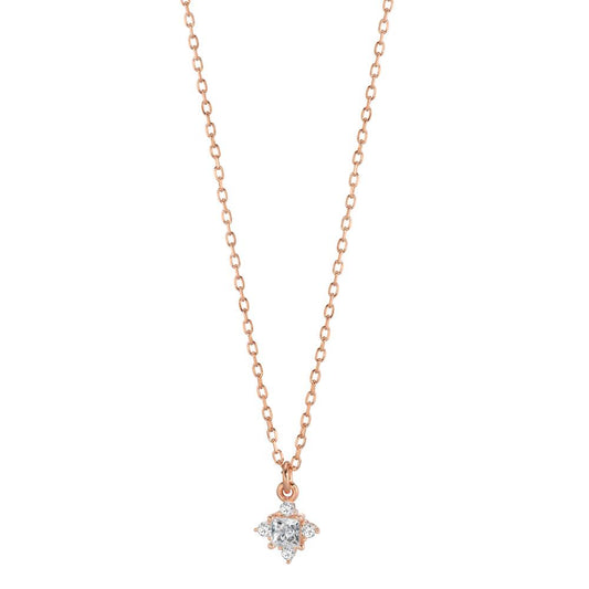 Necklace Silver Zirconia 5 Stones Rose Gold plated 40-45 cm