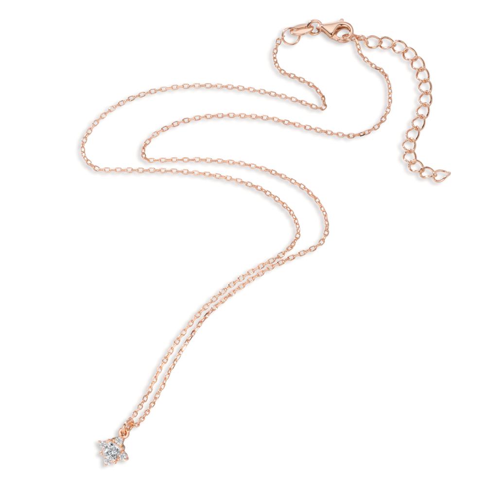 Necklace Silver Zirconia 5 Stones Rose Gold plated 40-45 cm