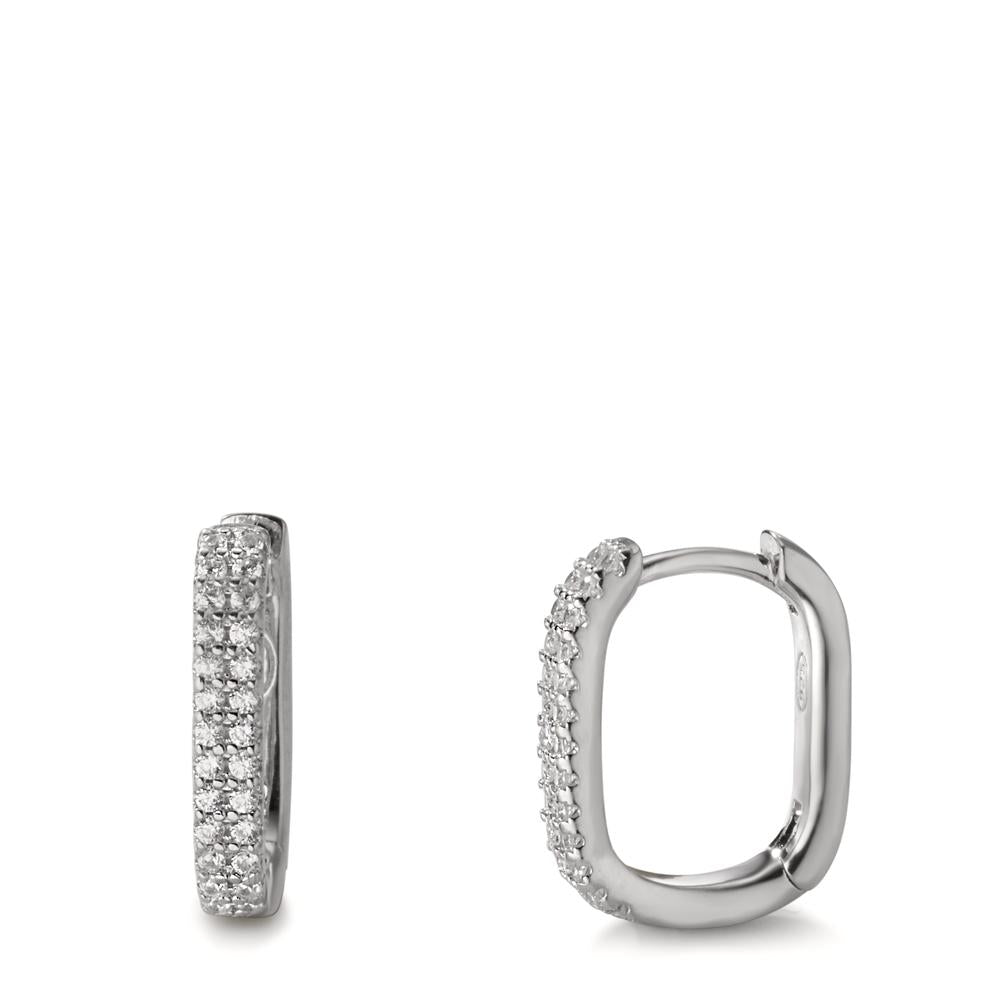 Hinged hoop Silver Zirconia Rhodium plated