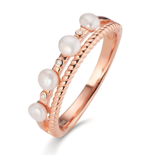 Ring Silver Rose Gold plated Shining pearls