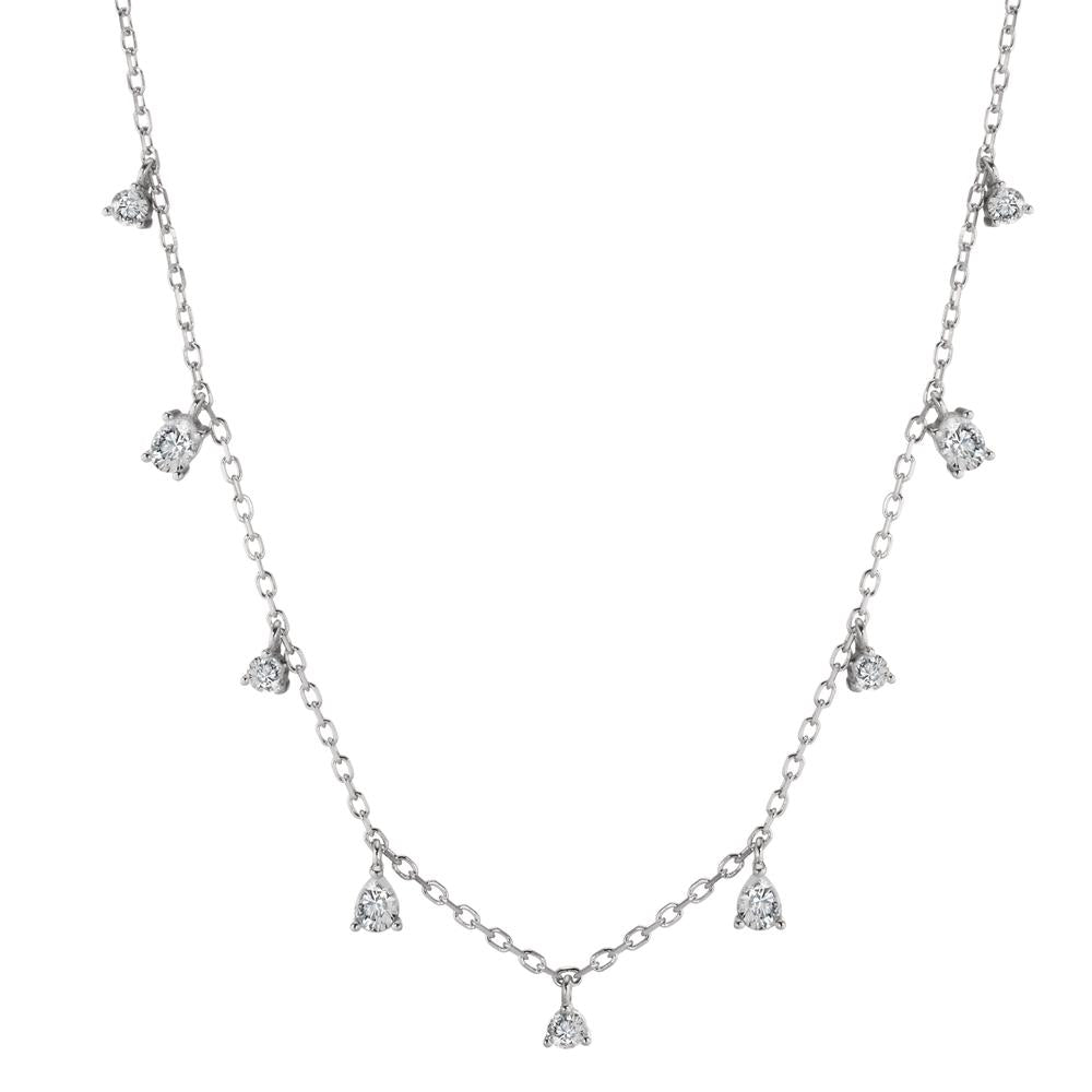 Necklace Silver Zirconia 9 Stones Rhodium plated 40-45 cm