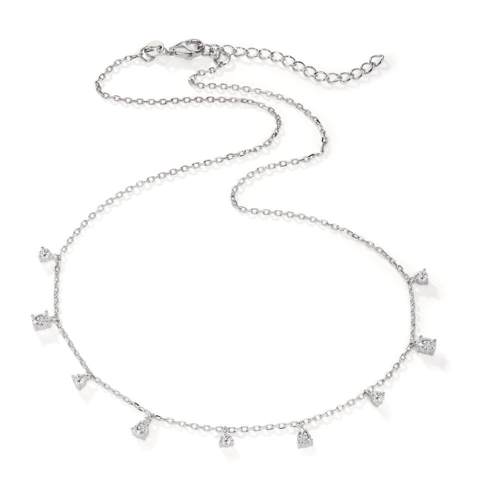 Necklace Silver Zirconia 9 Stones Rhodium plated 40-45 cm