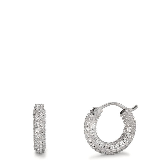 Hoop earrings Silver Zirconia Rhodium plated