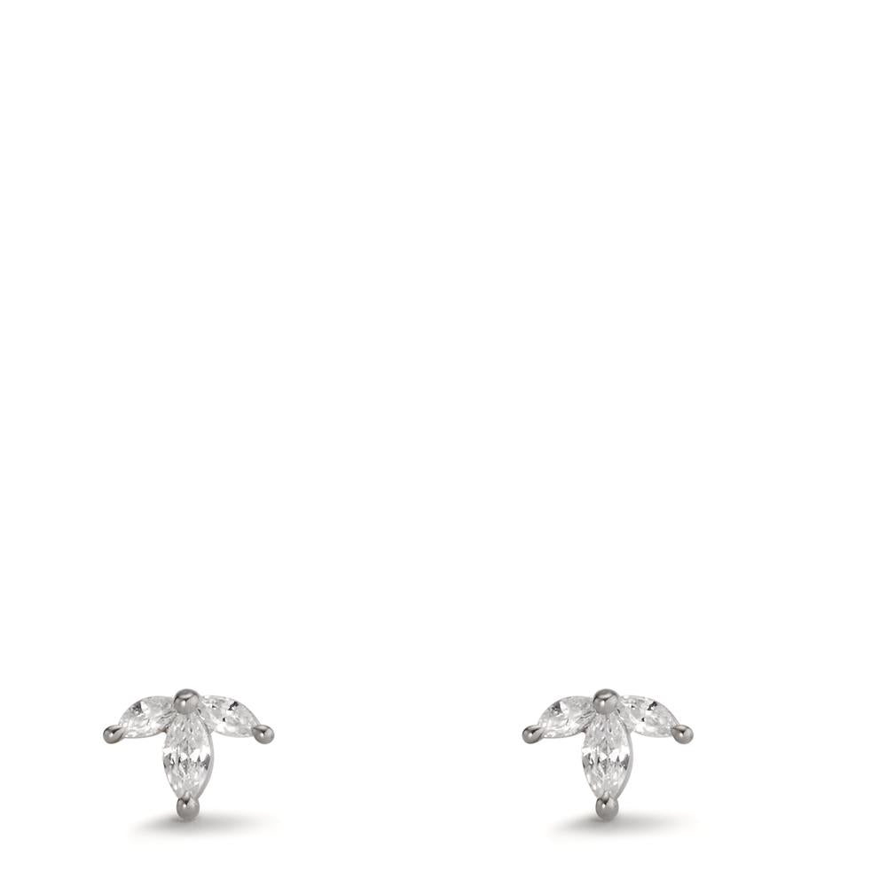 Stud earrings Silver Zirconia 6 Stones Rhodium plated