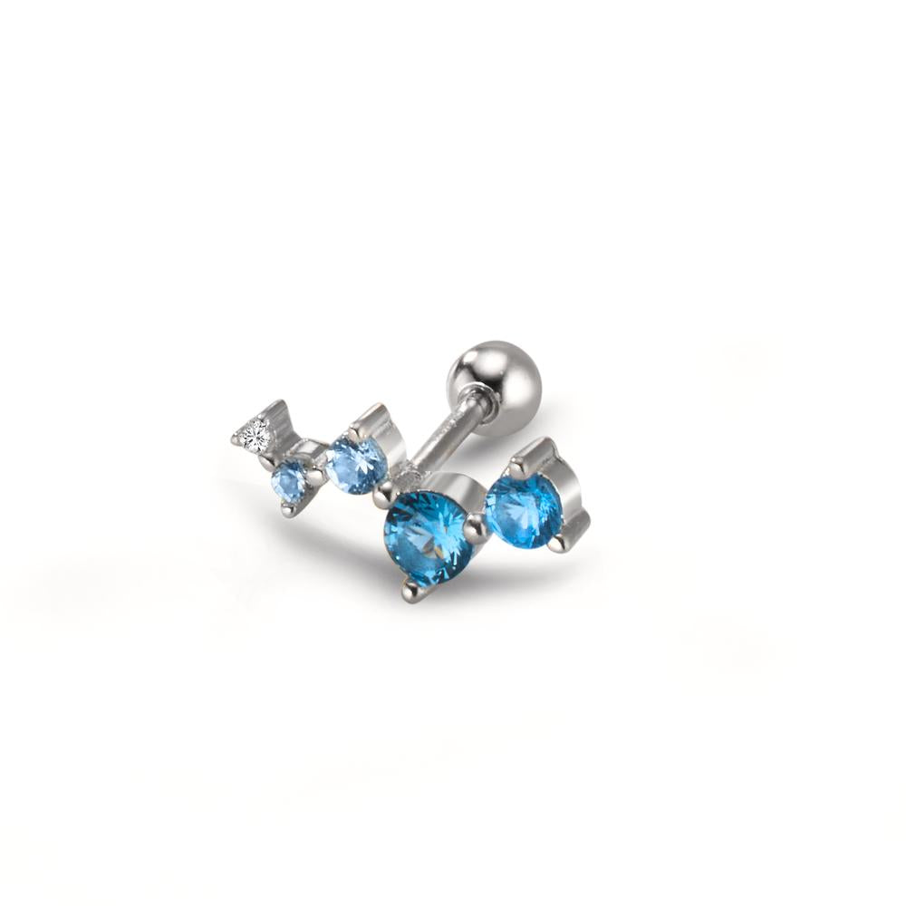 Piercing Silver Zirconia 5 Stones Rhodium plated