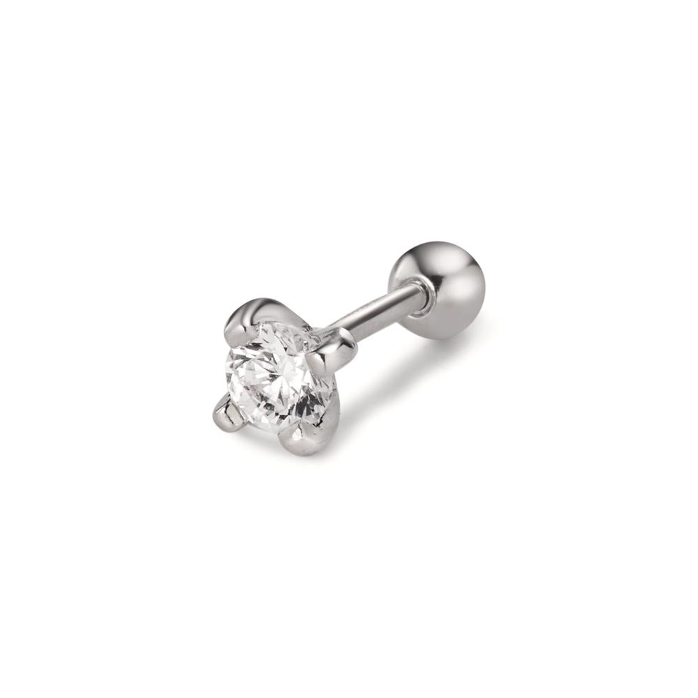 Piercing Silver Zirconia Rhodium plated Ø4 mm