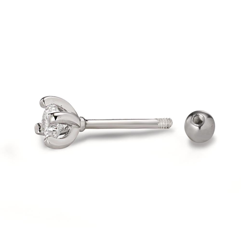 Piercing Silver Zirconia Rhodium plated Ø4 mm