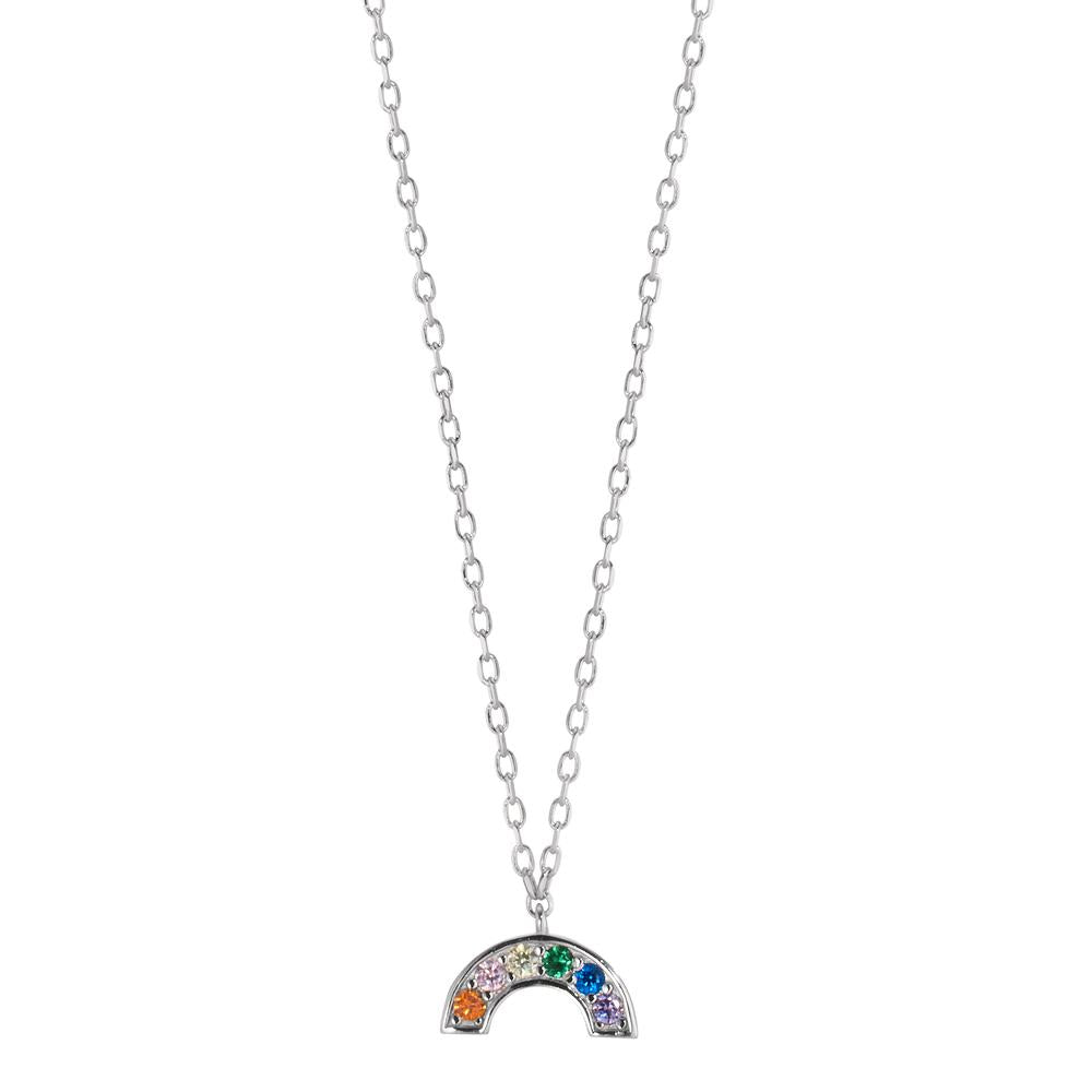 Necklace Silver Zirconia Colorful, 6 Stones Rhodium plated 40-45 cm