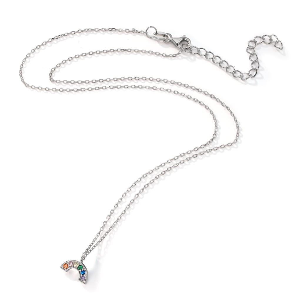 Necklace Silver Zirconia Colorful, 6 Stones Rhodium plated 40-45 cm