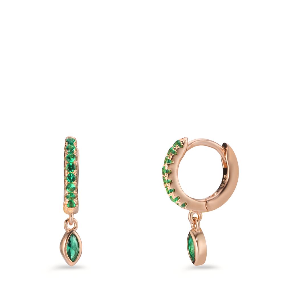 Hinged hoop Silver Zirconia Green, 18 Stones Rose Gold plated