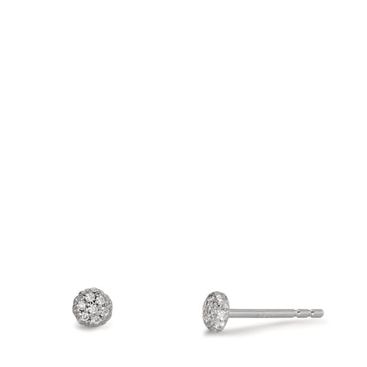 Stud earrings Silver Zirconia Rhodium plated Ø4 mm