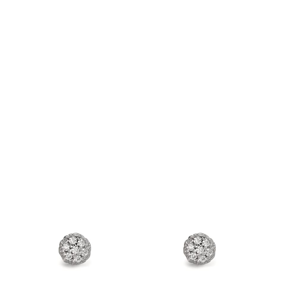 Stud earrings Silver Zirconia Rhodium plated Ø4 mm