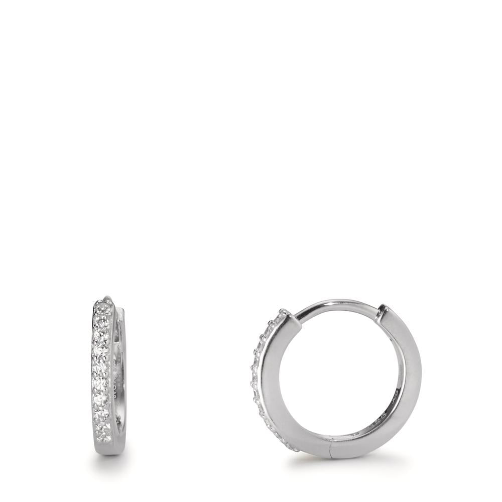 Hinged hoop Silver Zirconia 20 Stones Rhodium plated