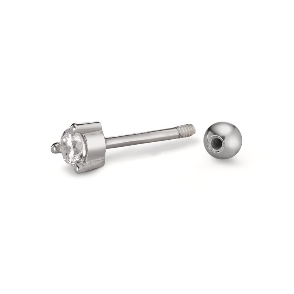 Piercing Silver Zirconia Rhodium plated Ø3.5 mm