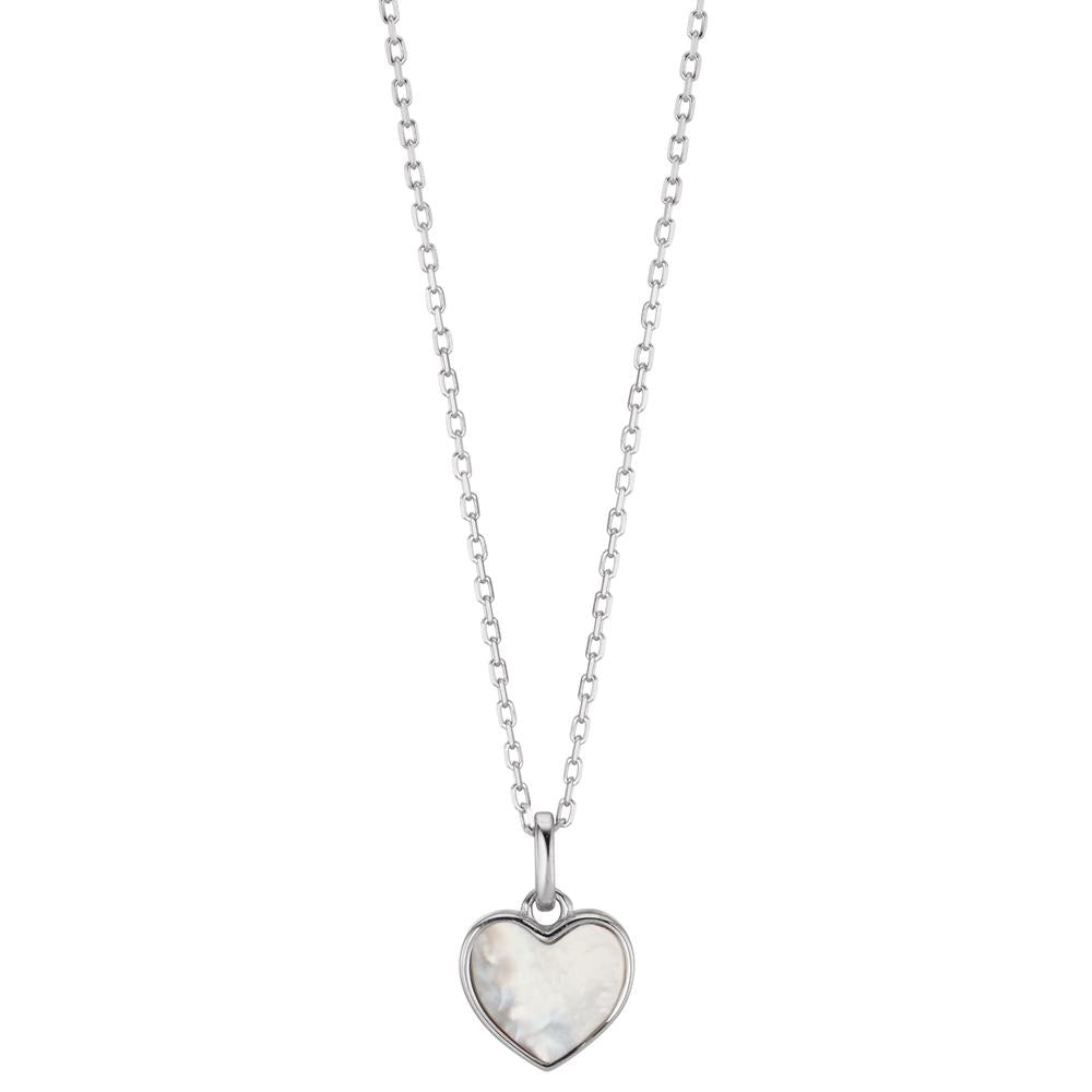 Necklace Silver Zirconia, [synth. Stein] Red Rhodium plated Mother of pearl Heart 40-45 cm