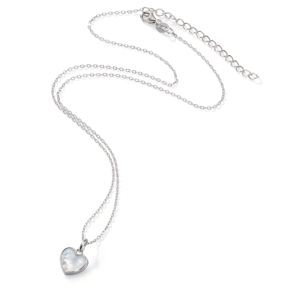 Necklace Silver Zirconia, [synth. Stein] Red Rhodium plated Mother of pearl Heart 40-45 cm