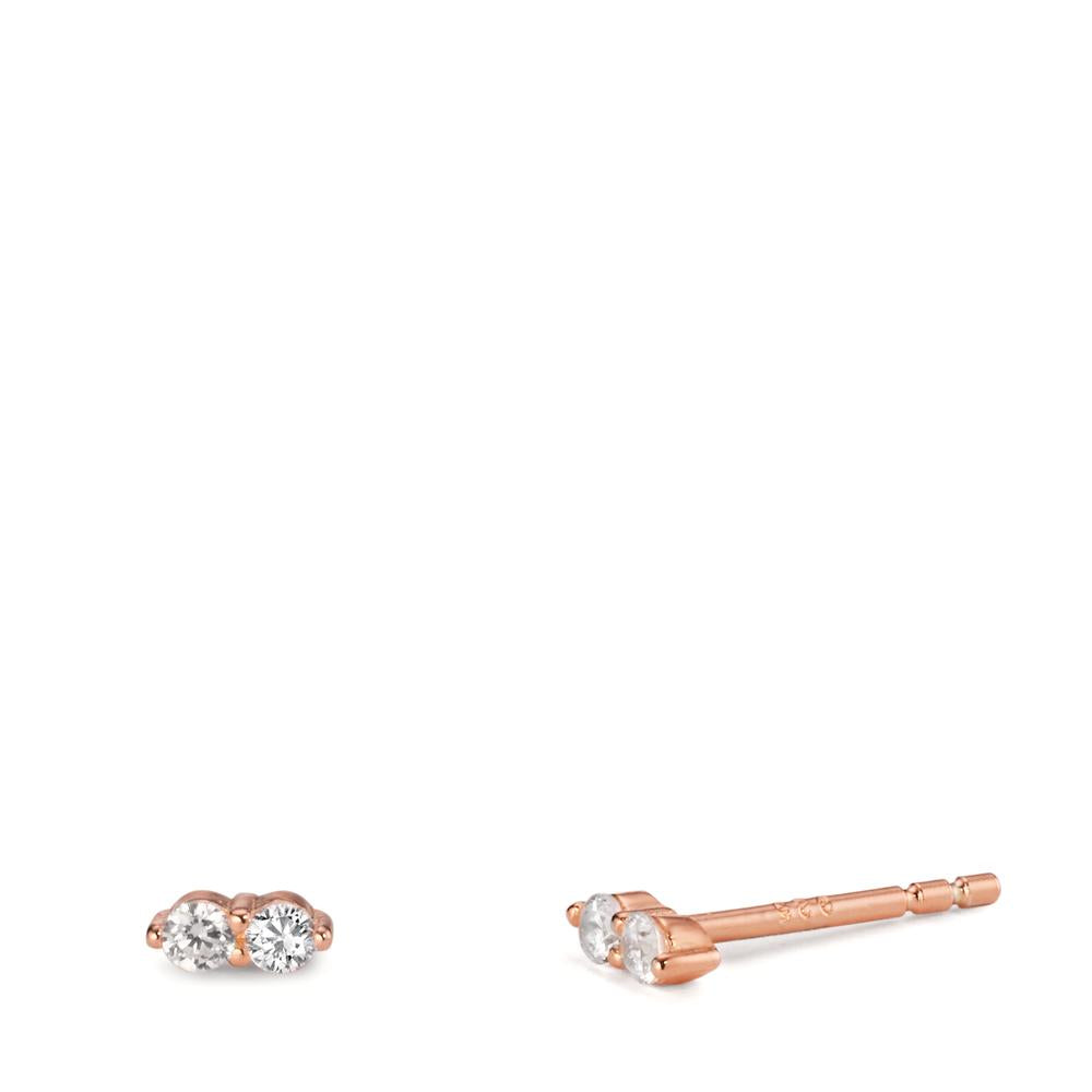 Stud earrings Silver Zirconia 4 Stones Rose Gold plated