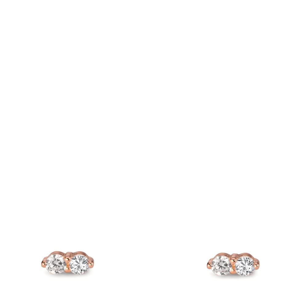 Stud earrings Silver Zirconia 4 Stones Rose Gold plated