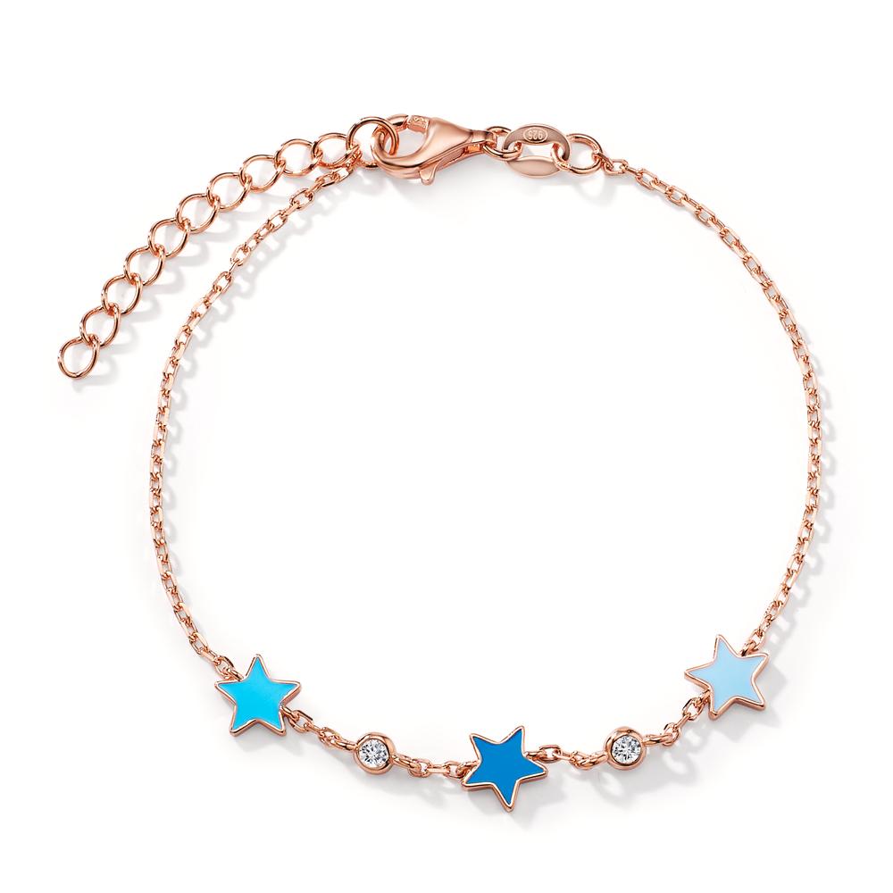 Bracelet Silver Zirconia 2 Stones Rose Gold plated Star 16-19 cm