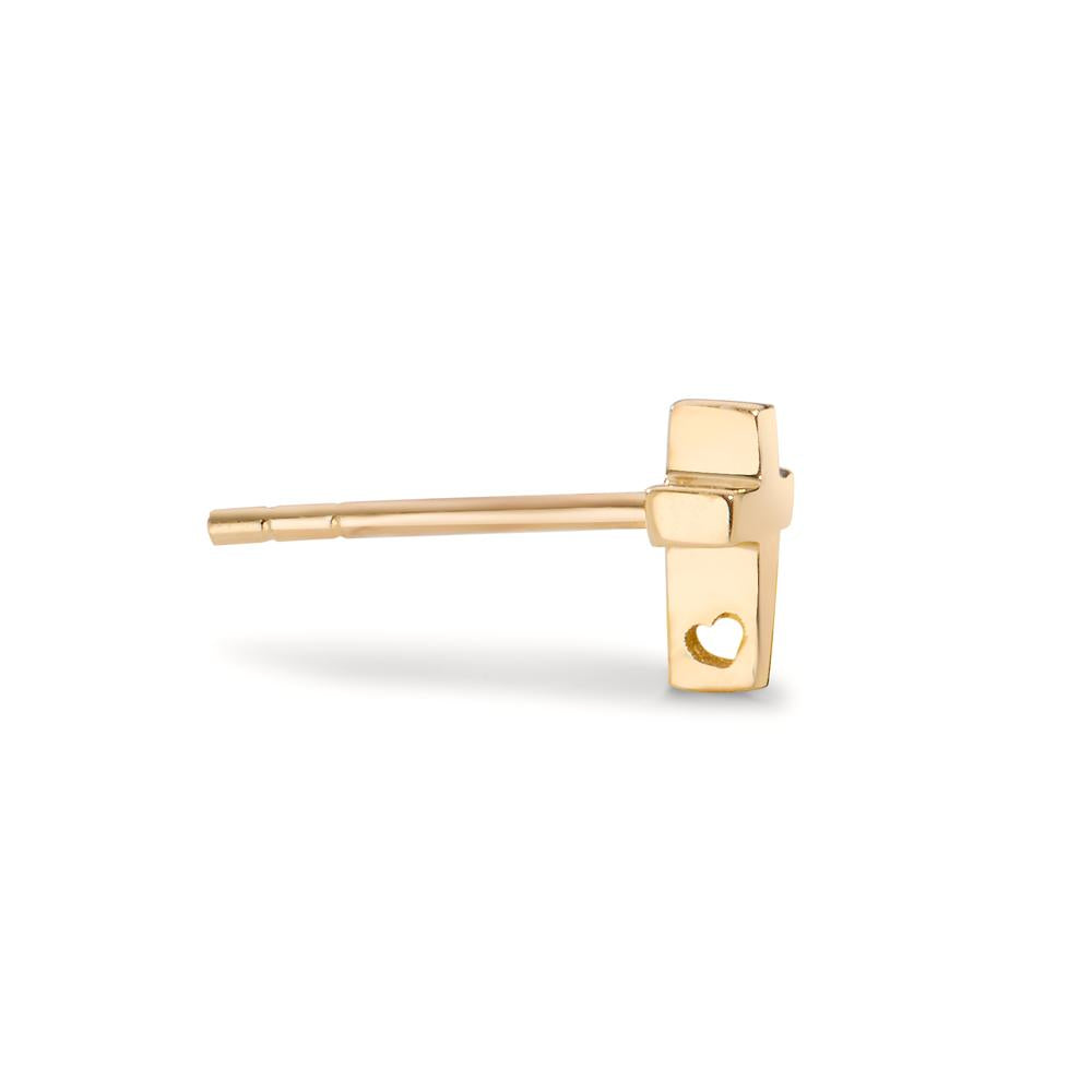 Single stud earring 14k Yellow Gold Cross