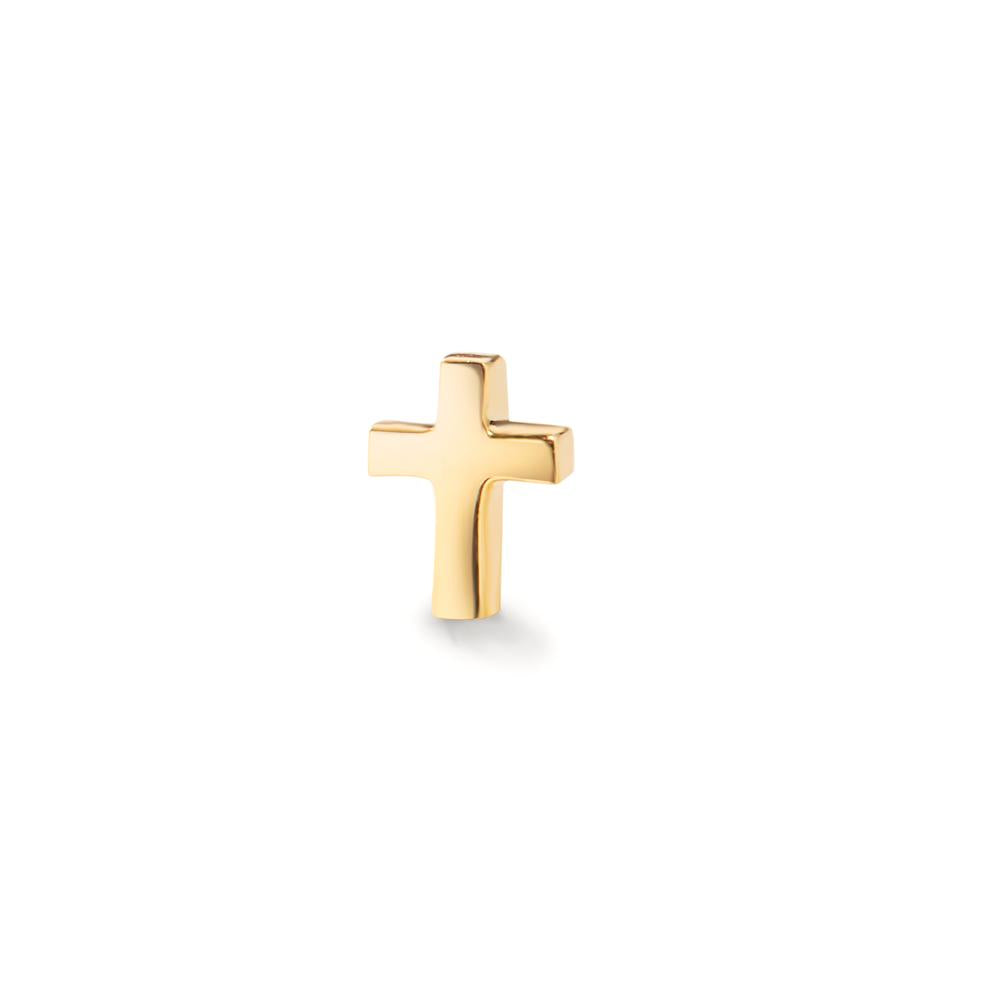 Single stud earring 14k Yellow Gold Cross