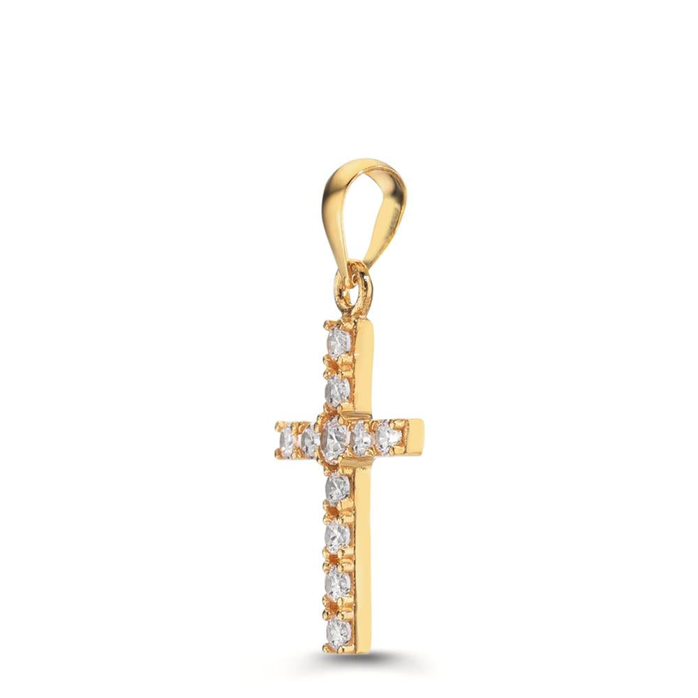 Pendant 18k Yellow Gold Zirconia 11 Stones Cross