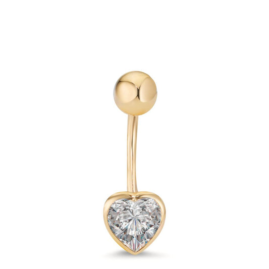 Navel piercing 9k Yellow Gold Zirconia Heart Ø6.5 mm