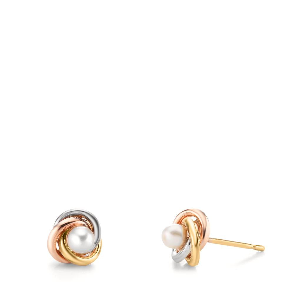 Stud earrings 9k Yellow Gold, 9k White Gold, 9k Red Gold Freshwater pearl Knot Ø7 mm