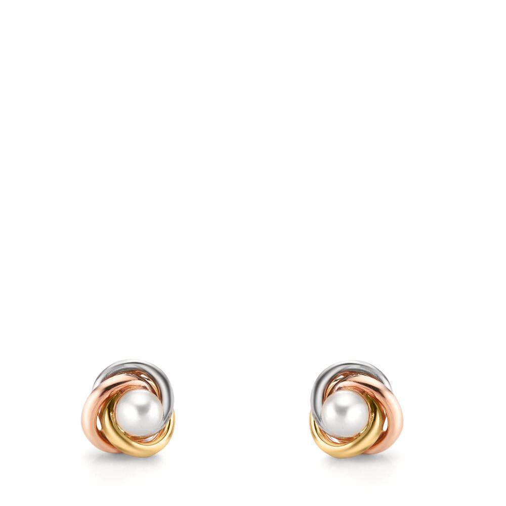 Stud earrings 9k Yellow Gold, 9k White Gold, 9k Red Gold Freshwater pearl Knot Ø7 mm