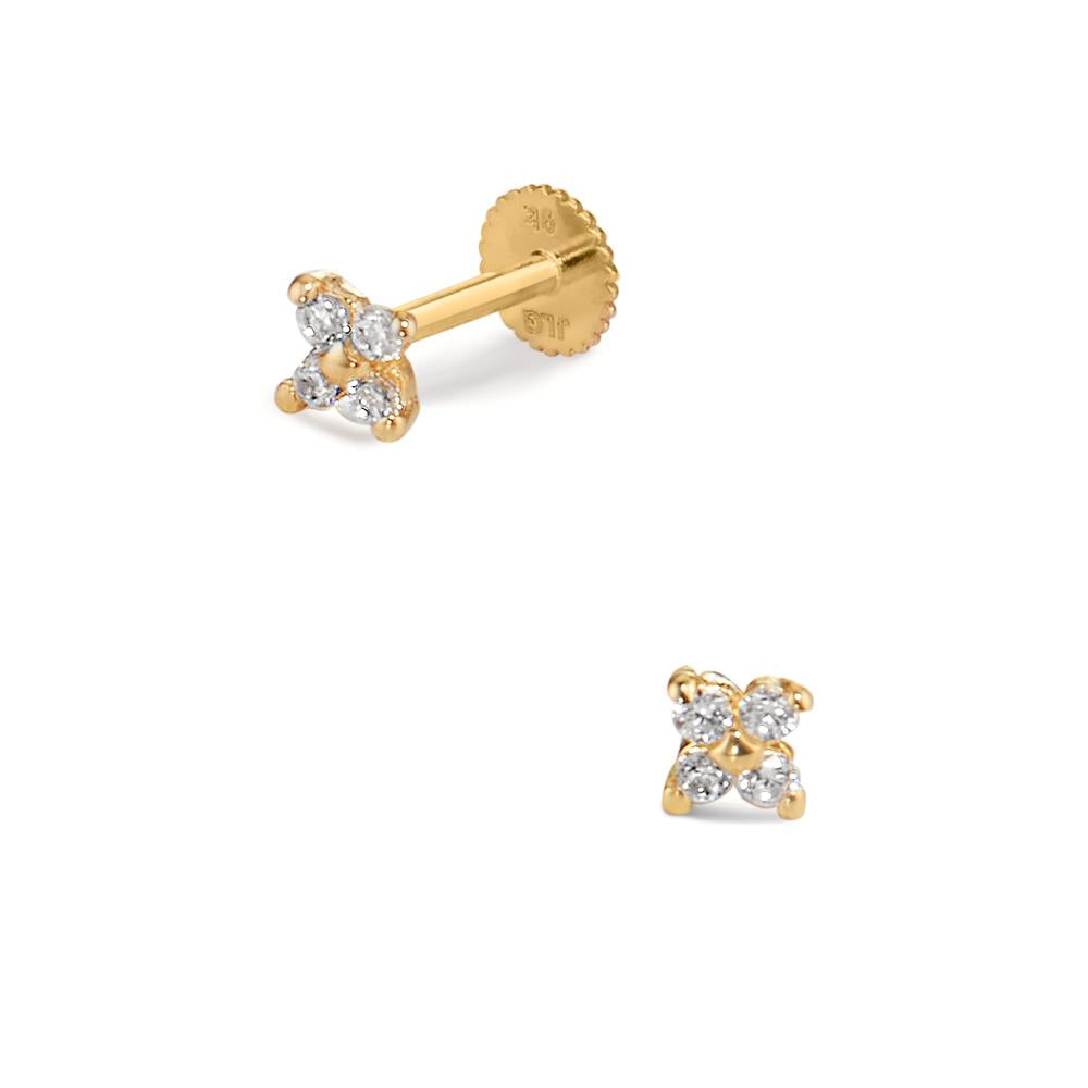 Piercing 9k Yellow Gold Zirconia 4 Stones Ø2.7 mm