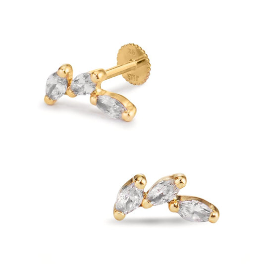 Piercing 9k Yellow Gold Zirconia 3 Stones