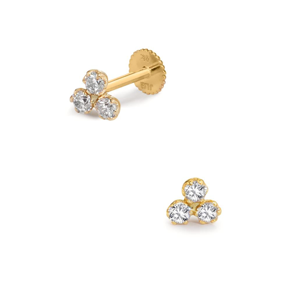 Piercing 9k Yellow Gold Zirconia 3 Stones Ø3.5 mm