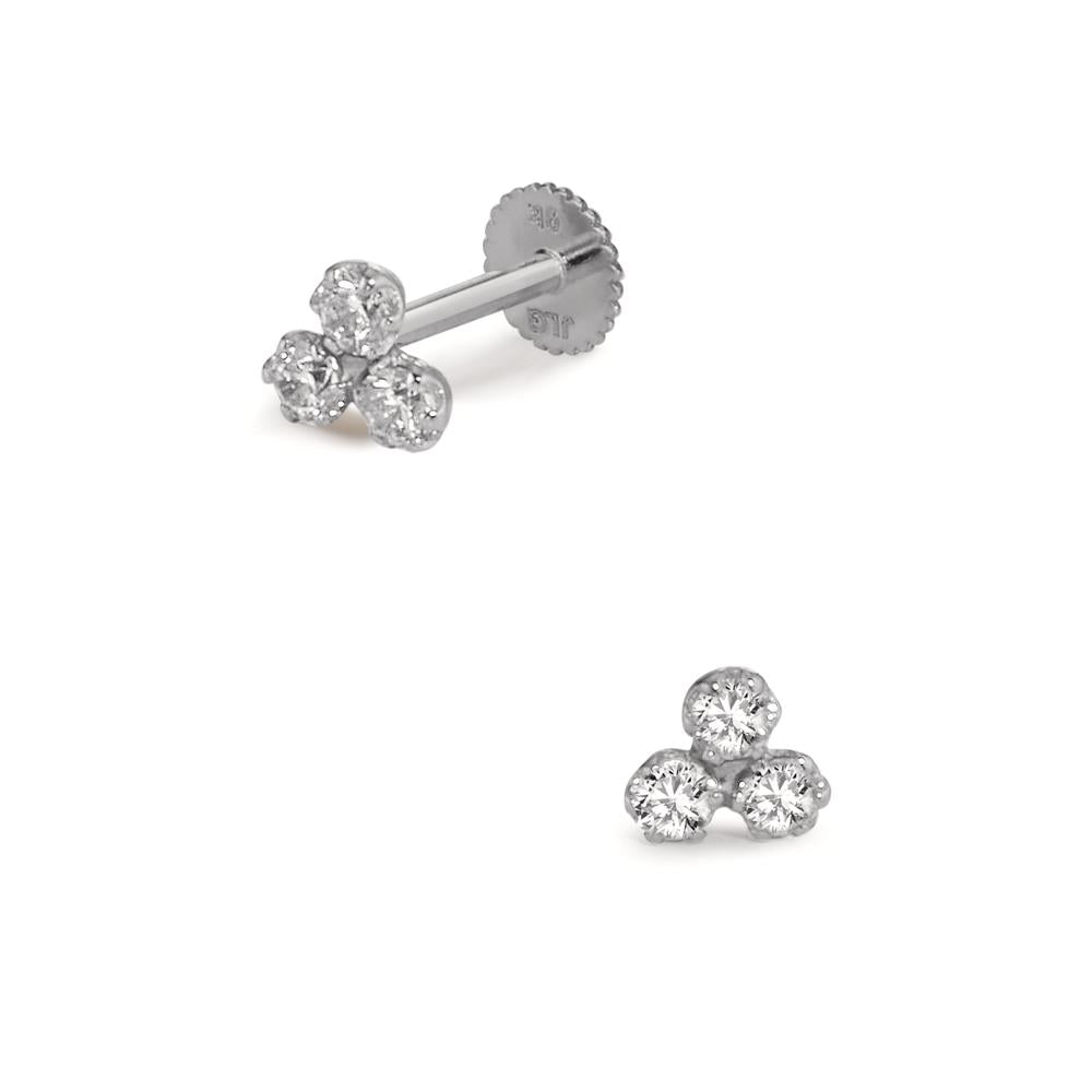 Piercing 9k White Gold Zirconia 3 Stones Ø3.5 mm