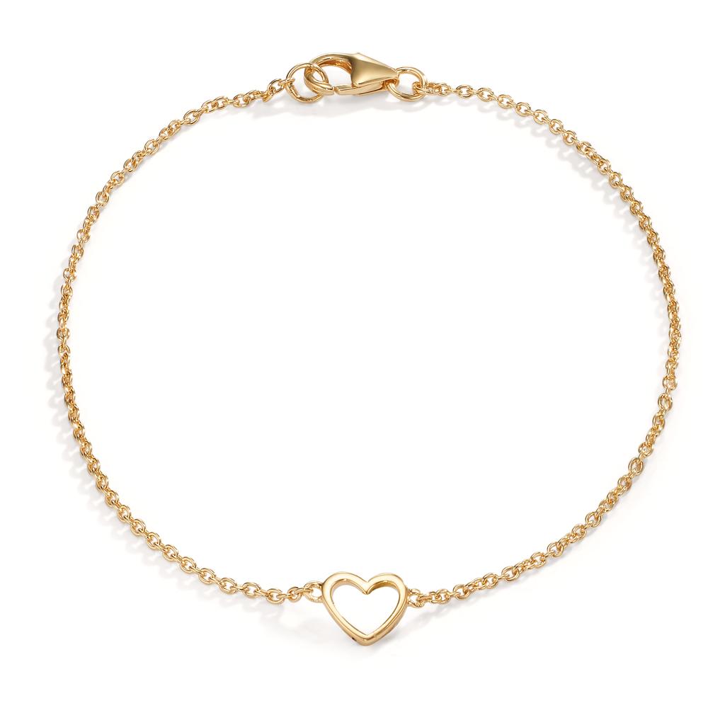 Bracelet Silver Yellow Gold plated Heart 16-19 cm