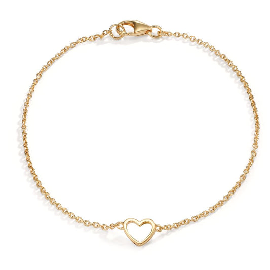 Bracelet Silver Yellow Gold plated Heart 16-19 cm