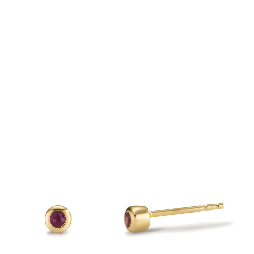 Stud earrings 9k Yellow Gold Ruby 2 Stones Ø3 mm