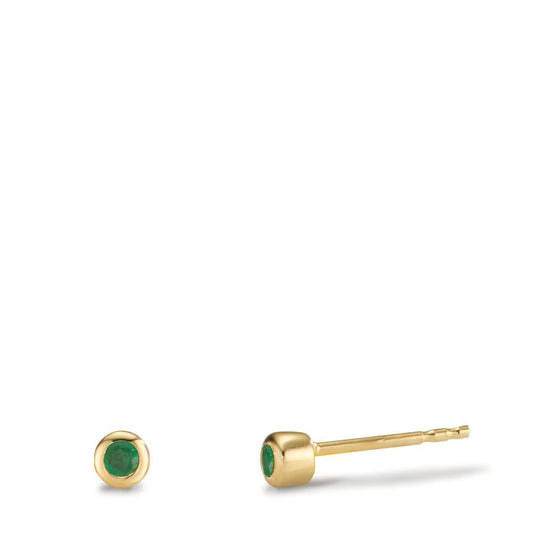 Stud earrings 9k Yellow Gold Emerald 2 Stones Ø3 mm