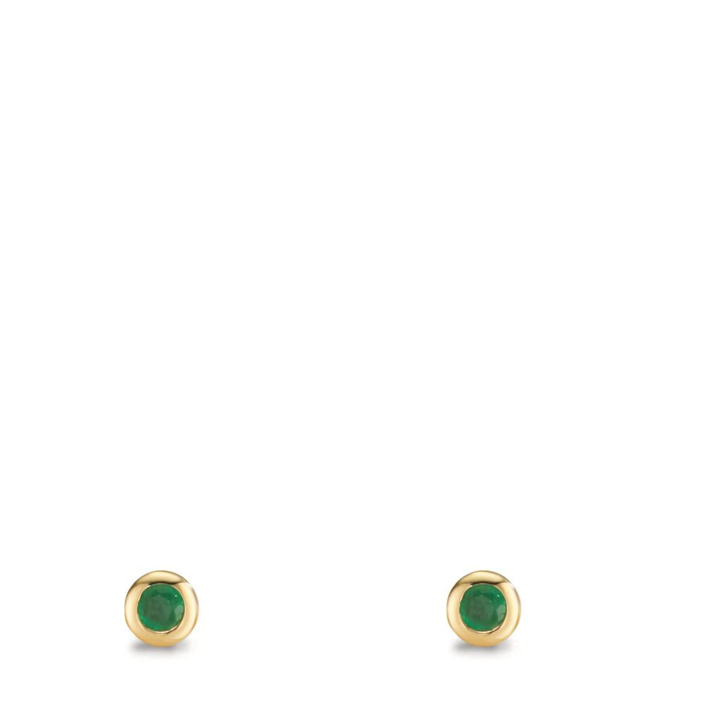 Stud earrings 9k Yellow Gold Emerald 2 Stones Ø3 mm